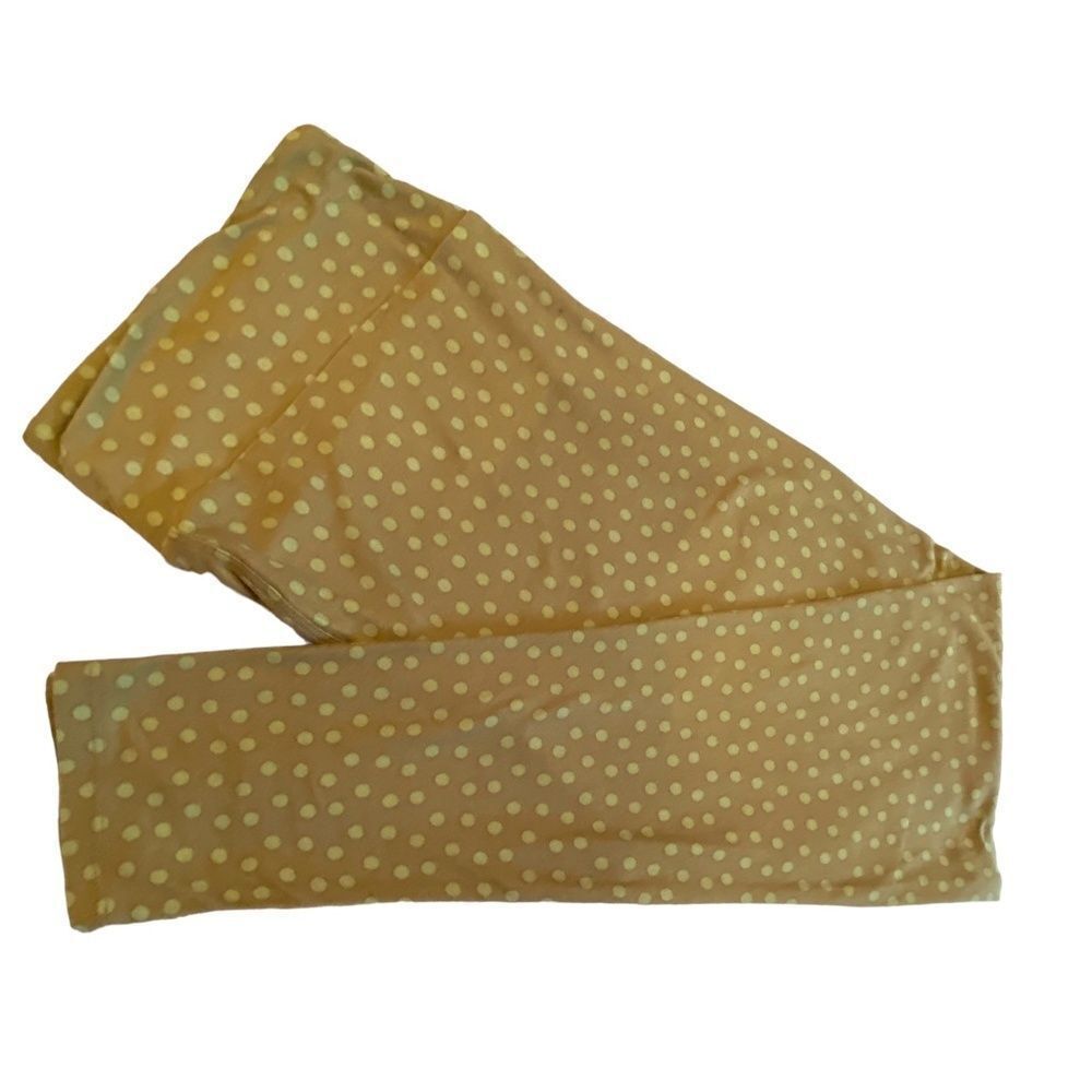 1084 LuLaRoe Size T & C Leggings Mustard and Tan Polka Dot Print New
